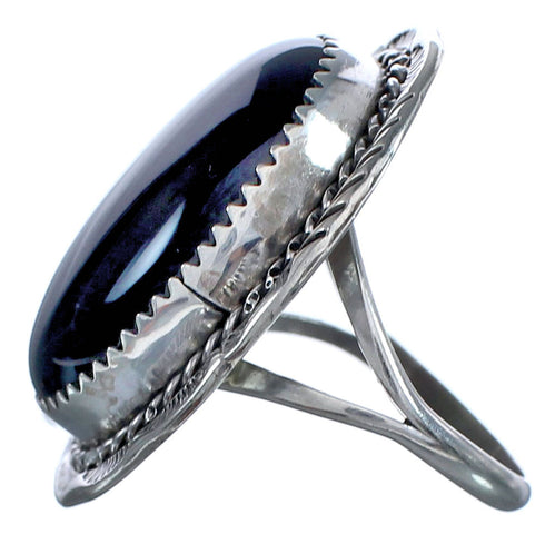 American Indian Onyx Authentic Sterling Silver Ring Size 8-1/4 BX119461